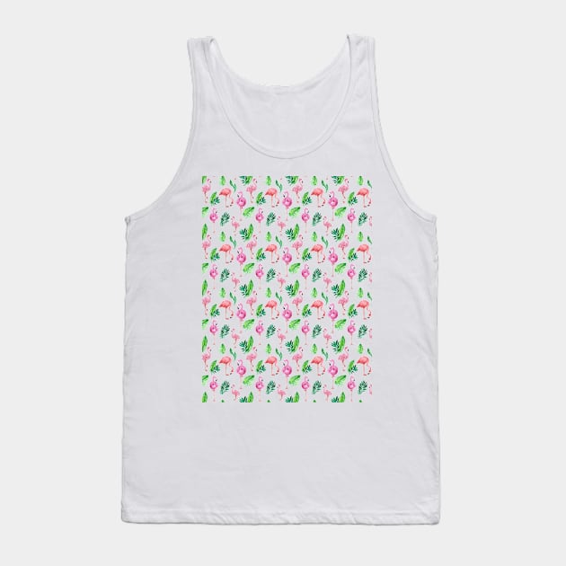 Flamingo Hand Drawn Pattern Tank Top by Mako Design 